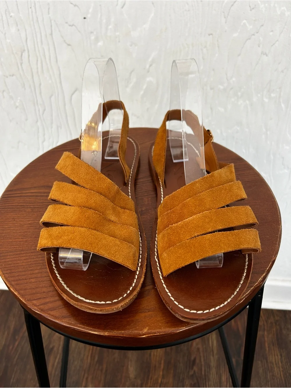 MANGO Suede Strappy Sandals Brown 8/39 Desert Safari Neutral Staple Beach - Picture 3 of 5
